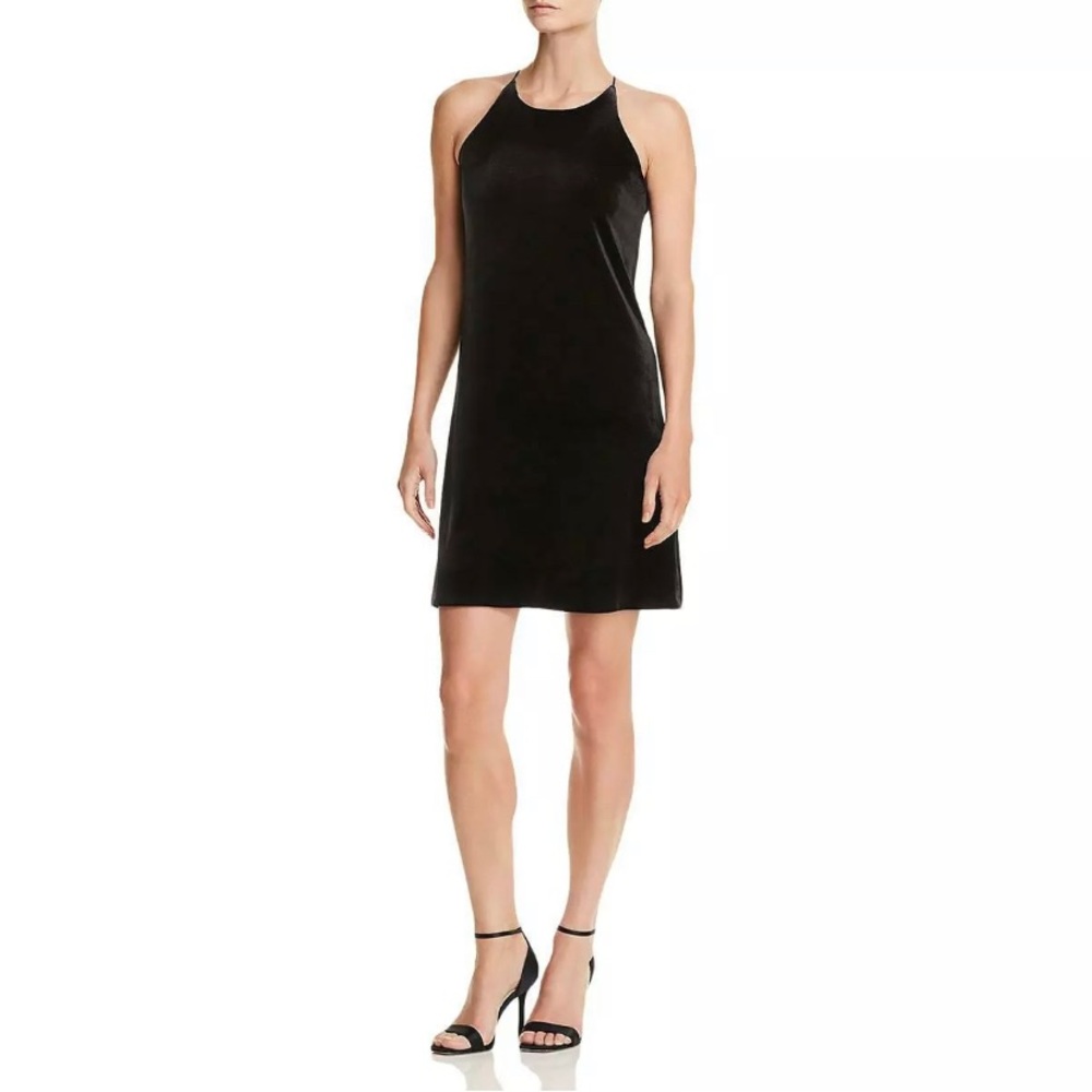 Aqua Womens  black Velvet Halter Shift Dress